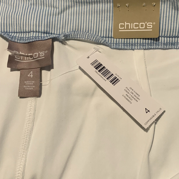 Chico's Skort NWT Women's Size 4 (NWT) Indigo Blue Zen Stripe Pull-On Athleisure - Picture 4 of 8